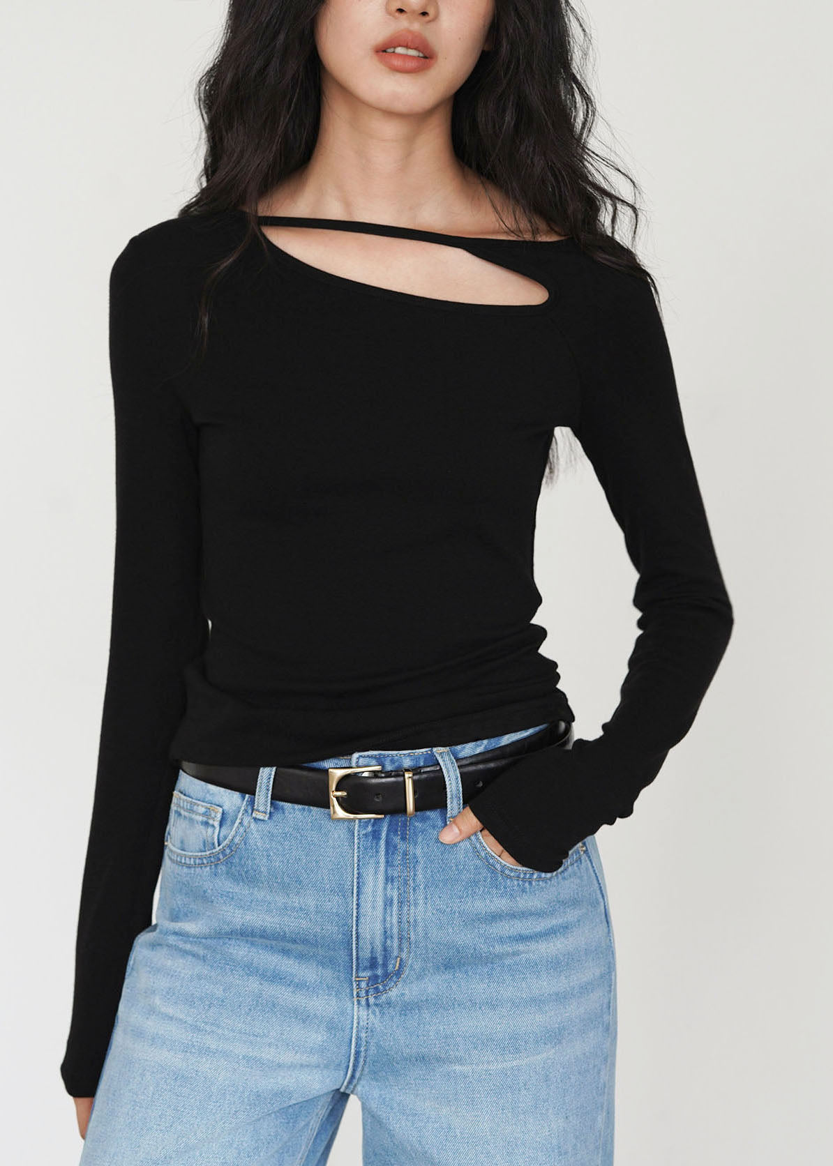 Unique Black Asymmetrical Cotton Shirt Tops Fall
