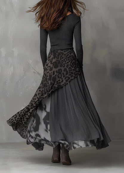 Unique Black Asymmetrical Design Patchwork Cotton Dress Fall
