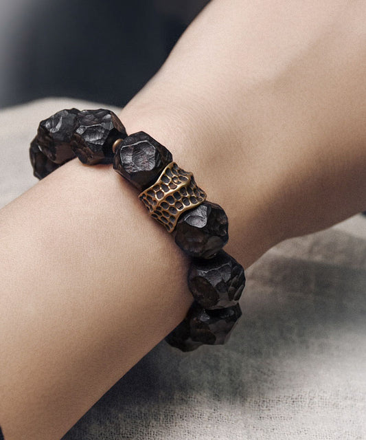 Unique Black Copper Asymmetrical Meteorite Ebony Unisex Bracelet