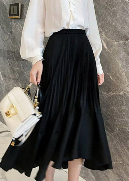 Unique Black Elastic Waist Asymmetrical Maxi Skirt Summer