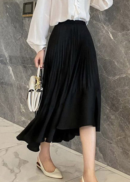 Unique Black Elastic Waist Asymmetrical Maxi Skirt Summer