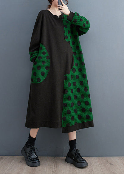 Unique Black Oversized Patchwork Cotton A Line Dresses Spring