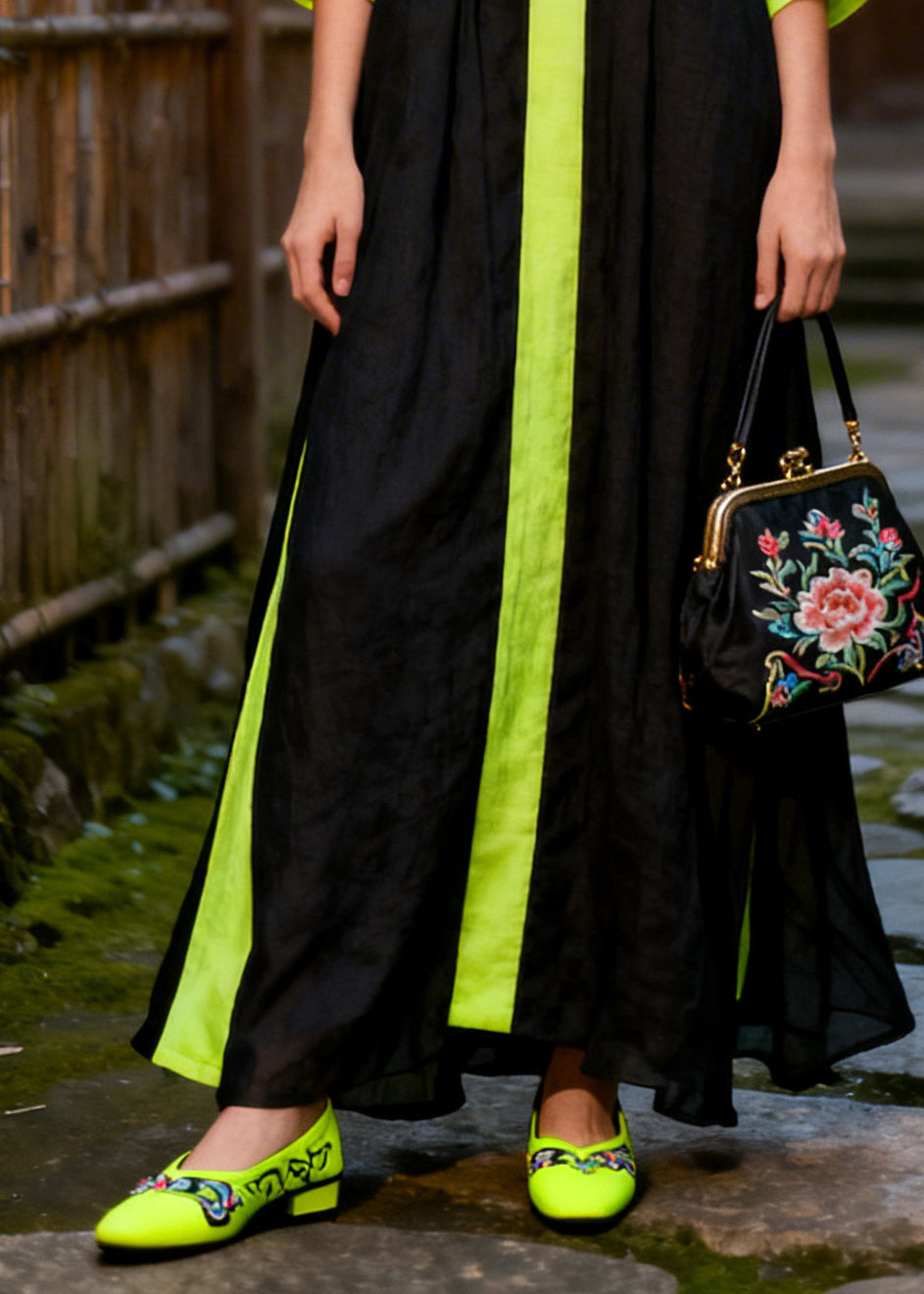 Unique Black Oversized Patchwork Cotton Maxi Dress Summer
