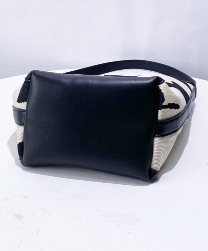 Unique Black Print Patchwork Large Capacity Canvas Bucket Bag