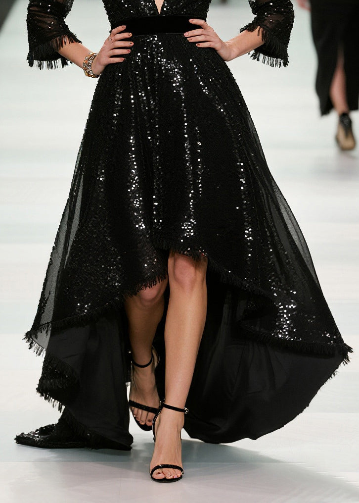 Unique Black Sequins Exra Large Hem Tulle Party Dresses Summer