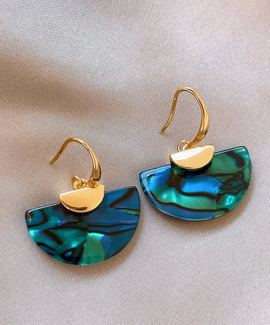 Unique Blue Copper Aalloy Sector Drop Earrings