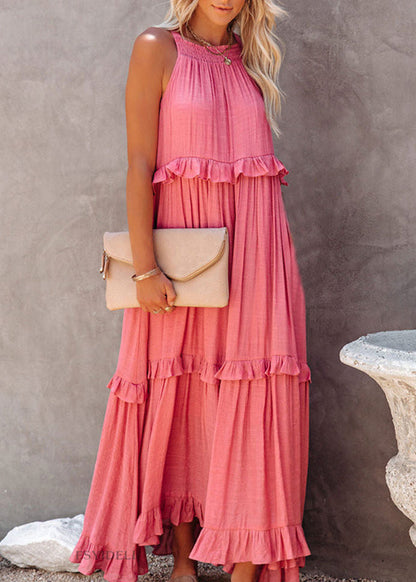 Unique Blue Ruffled Patchwork Holida Long Dress Summer