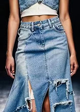 Load image into Gallery viewer, Unique Blue Side Open Low High Design Denim Skirt Summer