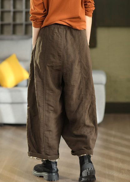 Unique Brown Oversized Linen Harem Pants Fall