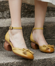 Load image into Gallery viewer, Unique Brown Sheepskin Buckle Strap Bow Platform Sandals