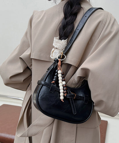 Unique Brown Tasseled Solid Durable Faux Leather Saddle Bag