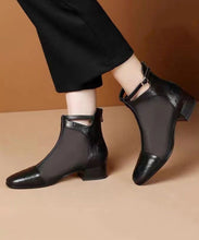 Load image into Gallery viewer, Unique Brown Tulle Splicing Zipper Chunky Boots
