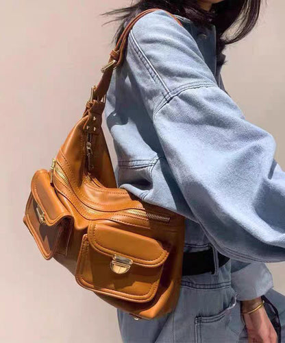 Unique Brown Versatile Calf Leather Message Bag
