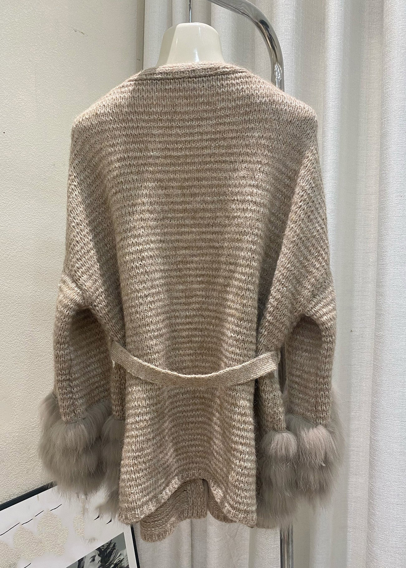 Unique Coffee V Neck Fox Patchwork Cotton Knit Cardigans Spring