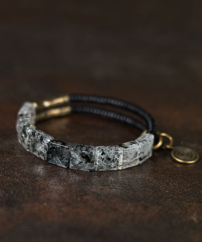 Unique Colorblock Alloy Crystal Double Layer Unisex Charm Bracelet