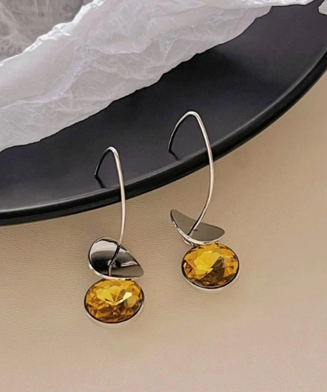 Unique Colorblock Alloy Zircon Crystal Sequins Hoop Earrings