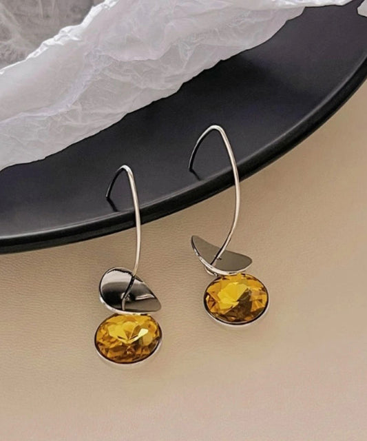 Unique Colorblock Alloy Zircon Crystal Sequins Hoop Earrings