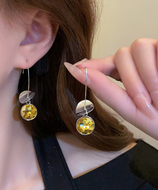 Unique Colorblock Alloy Zircon Crystal Sequins Hoop Earrings