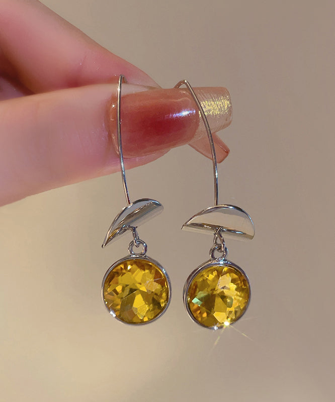 Unique Colorblock Alloy Zircon Crystal Sequins Hoop Earrings