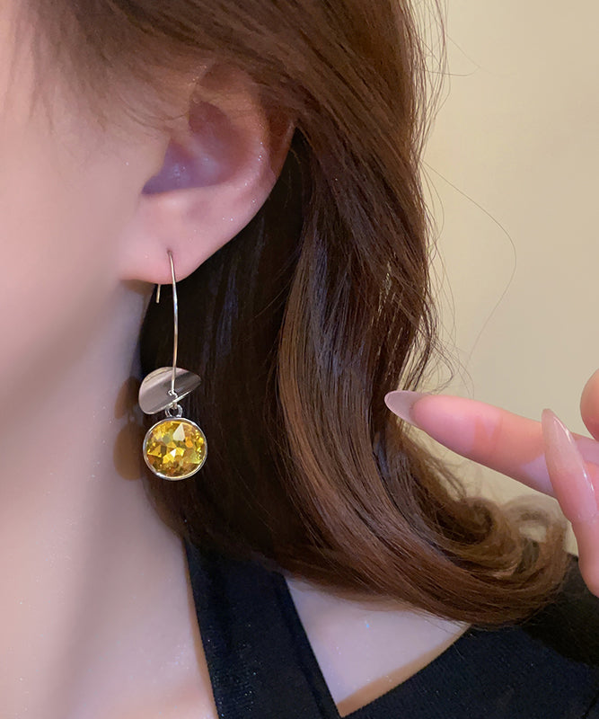 Unique Colorblock Alloy Zircon Crystal Sequins Hoop Earrings