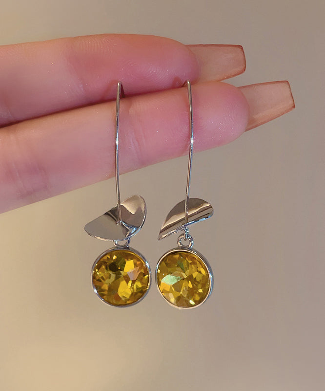 Unique Colorblock Alloy Zircon Crystal Sequins Hoop Earrings