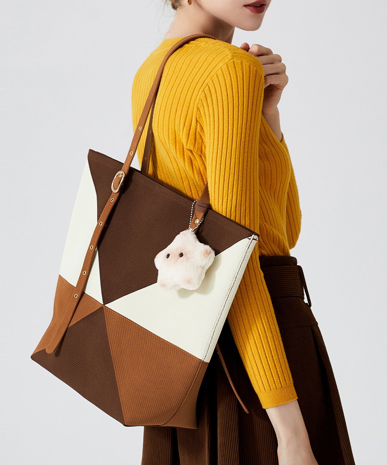 Unique Colorblock Solid Durable Large Capacity Cotton Shoulder Bags