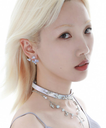 Unique Copper Drip Glaze Zircon Scale Stud Earrings