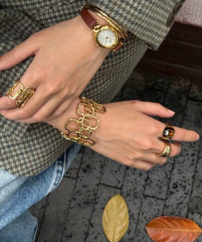 Unique Gold Copper Alloy Hollow Out Cuff