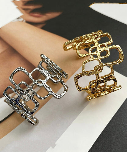 Unique Gold Copper Alloy Hollow Out Cuff