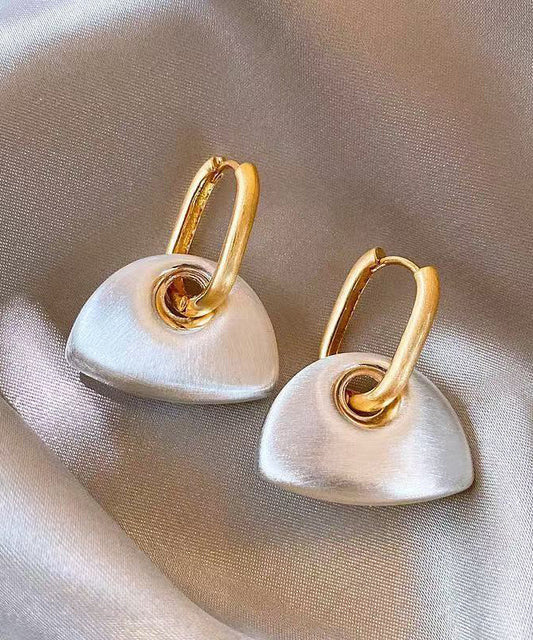 Unique Gold Copper Overgild Frosted Semicircle Hoop Earrings