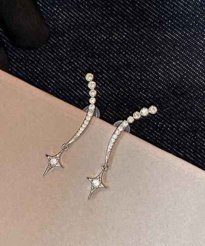 Unique Gold Copper Overgild Zircon Star Stud Earrings