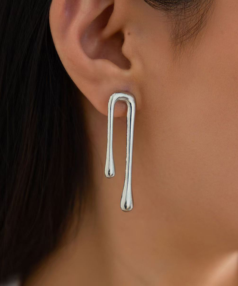Unique Gold Metal Overgild Water Droplet Hoop Earrings