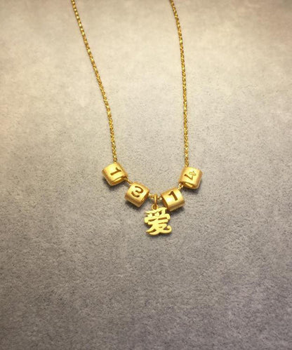 Unique Gold Sterling Silver Alloy One's Whole Life Love Digit Pendant Necklace