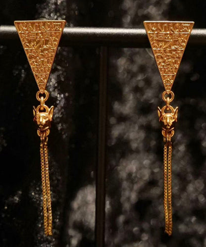 Unique Gold Sterling Silver Overgild Tassel Drop Earrings