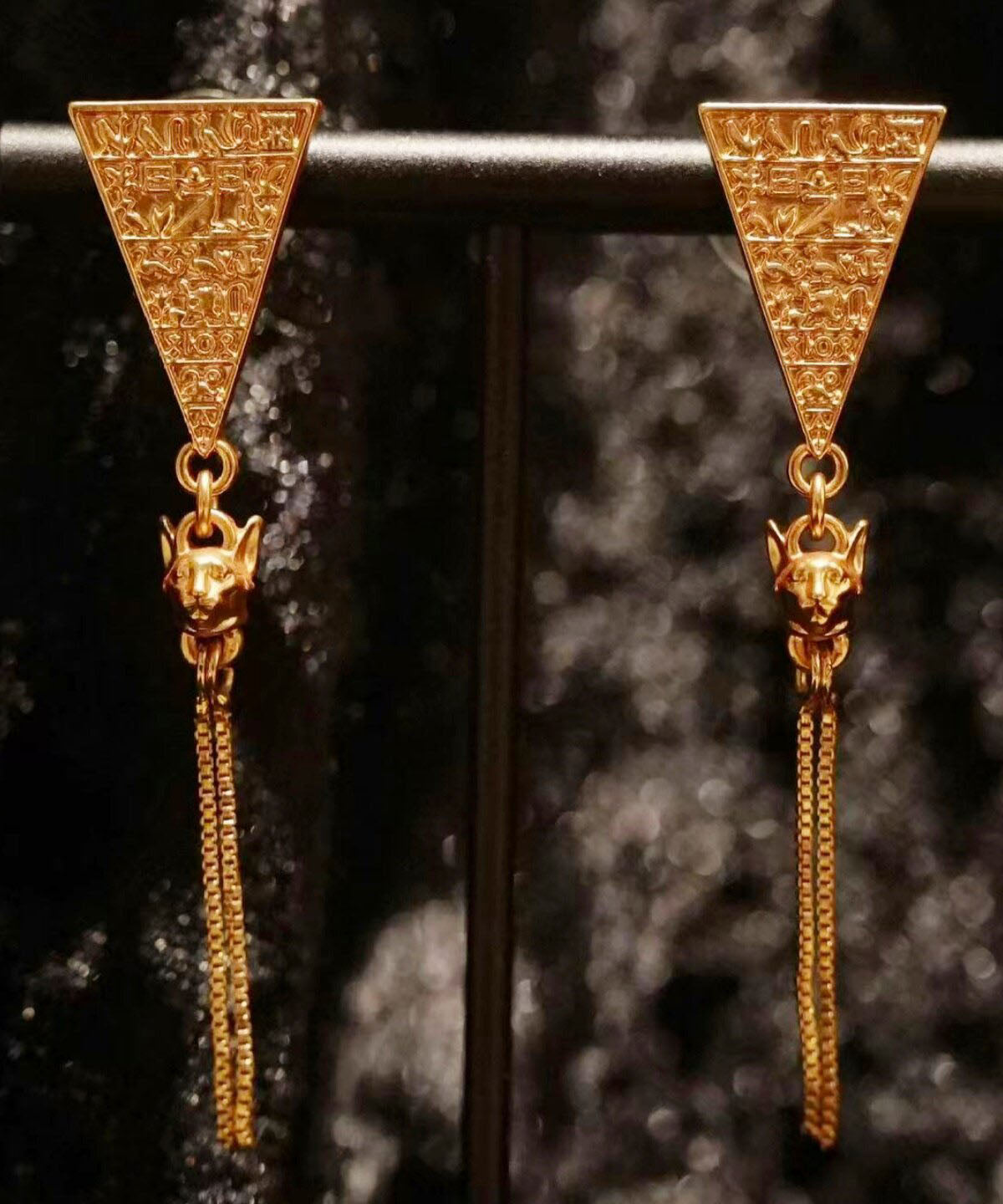 Unique Gold Sterling Silver Overgild Tassel Drop Earrings