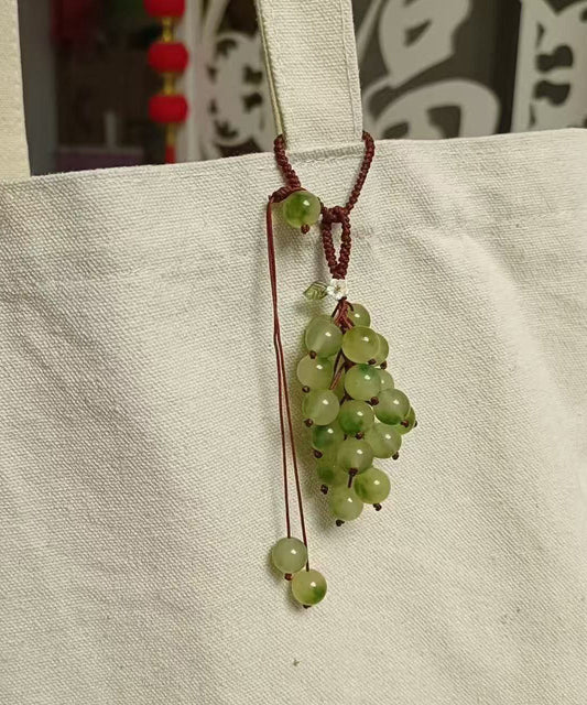 Unique Green Grape Cluster Braided Beading Keychains