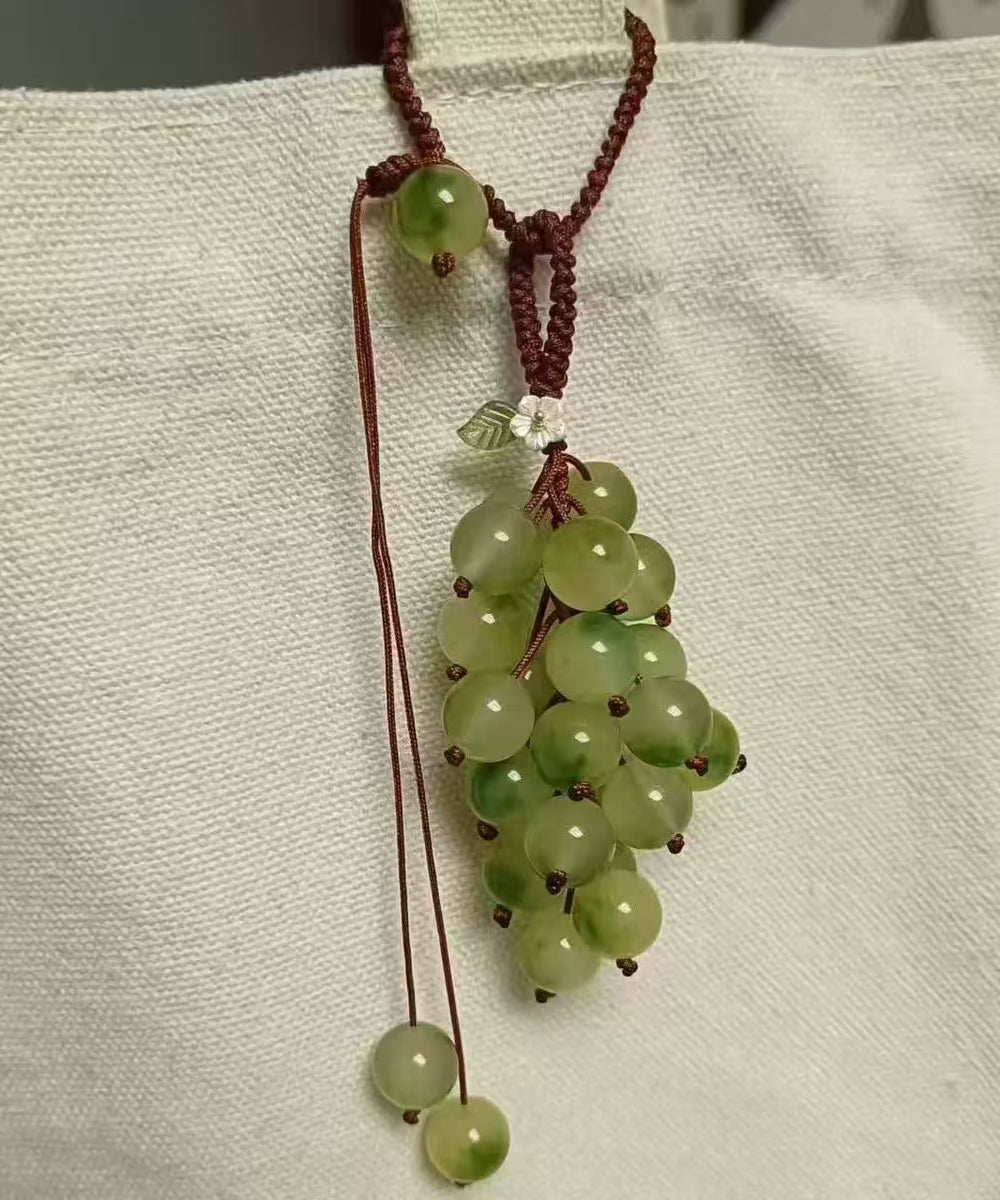 Unique Green Grape Cluster Braided Beading Keychains