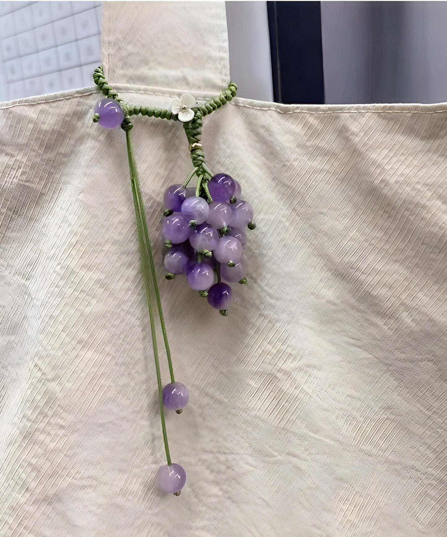 Unique Green Grape Cluster Braided Beading Keychains