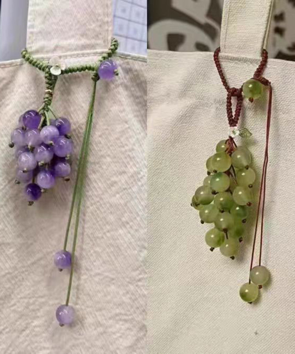 Unique Green Grape Cluster Braided Beading Keychains
