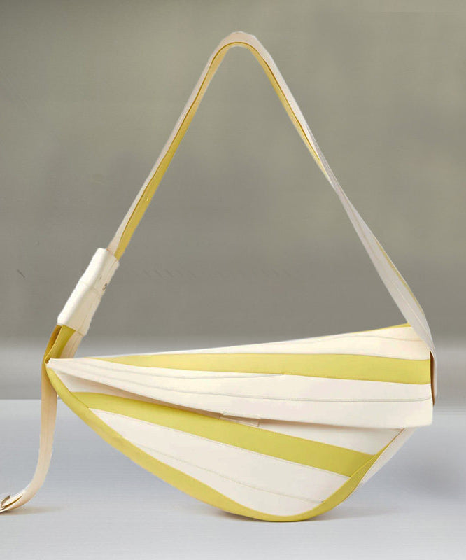 Unique Green Striped Asymmetrical Design Faux Leather Shoulder Handbag
