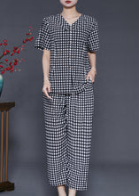 Load image into Gallery viewer, Unique Grey Oversized Plaid Linen Two Piece Set Summer