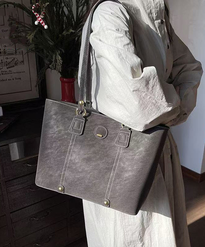Unique Grey Solid Durable Large Capacity Faux Leather Shoulder Bags
