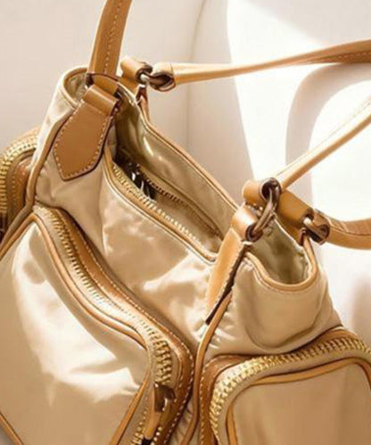 Unique Khaki Nylon Pockets Shoulder Bag