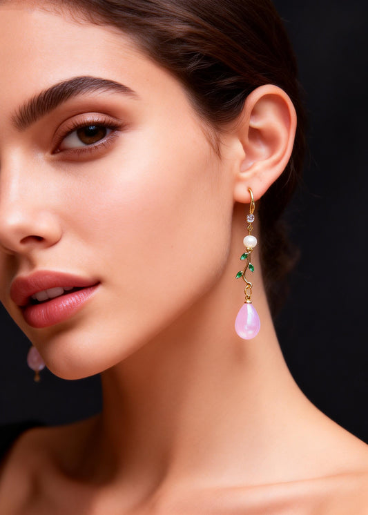Unique Lavender Droplet Shape Crystal Zircon Drop Earrings