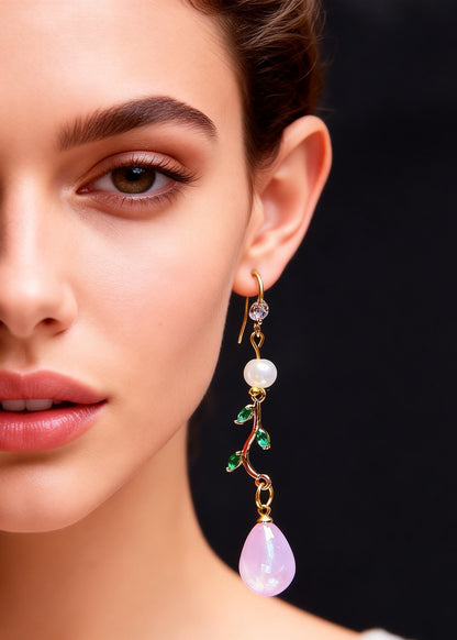 Unique Lavender Droplet Shape Crystal Zircon Drop Earrings