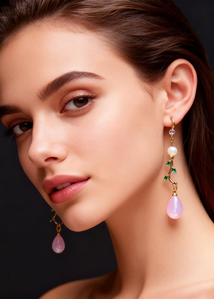 Unique Lavender Droplet Shape Crystal Zircon Drop Earrings