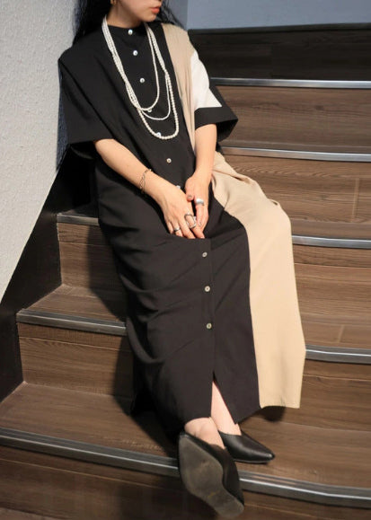 Unique Mixed Color Oversized Patchwork Cotton Holiday Dress Summer