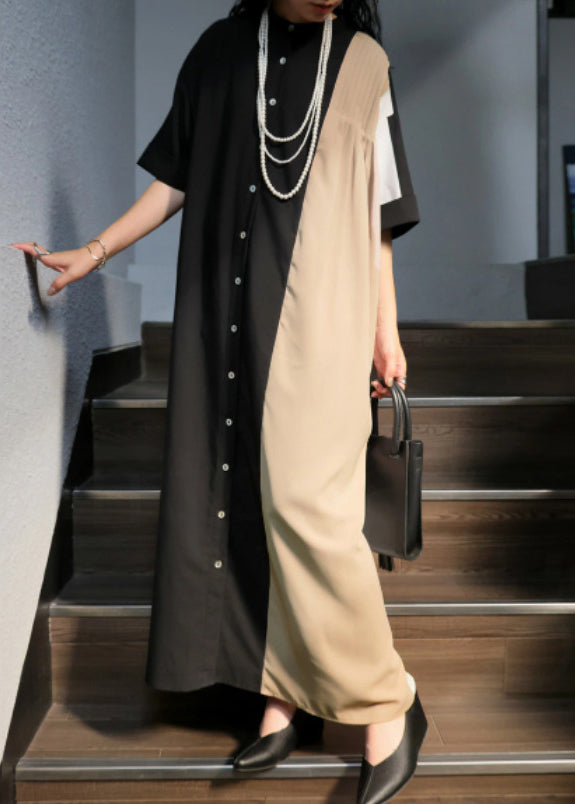 Unique Mixed Color Oversized Patchwork Cotton Holiday Dress Summer