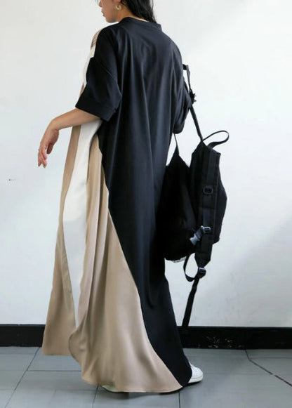 Unique Mixed Color Oversized Patchwork Cotton Holiday Dress Summer