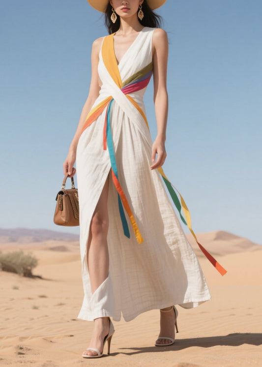 Unique Multicolour Ribbon Asymmetrical Tulle Holiday Dress Summer